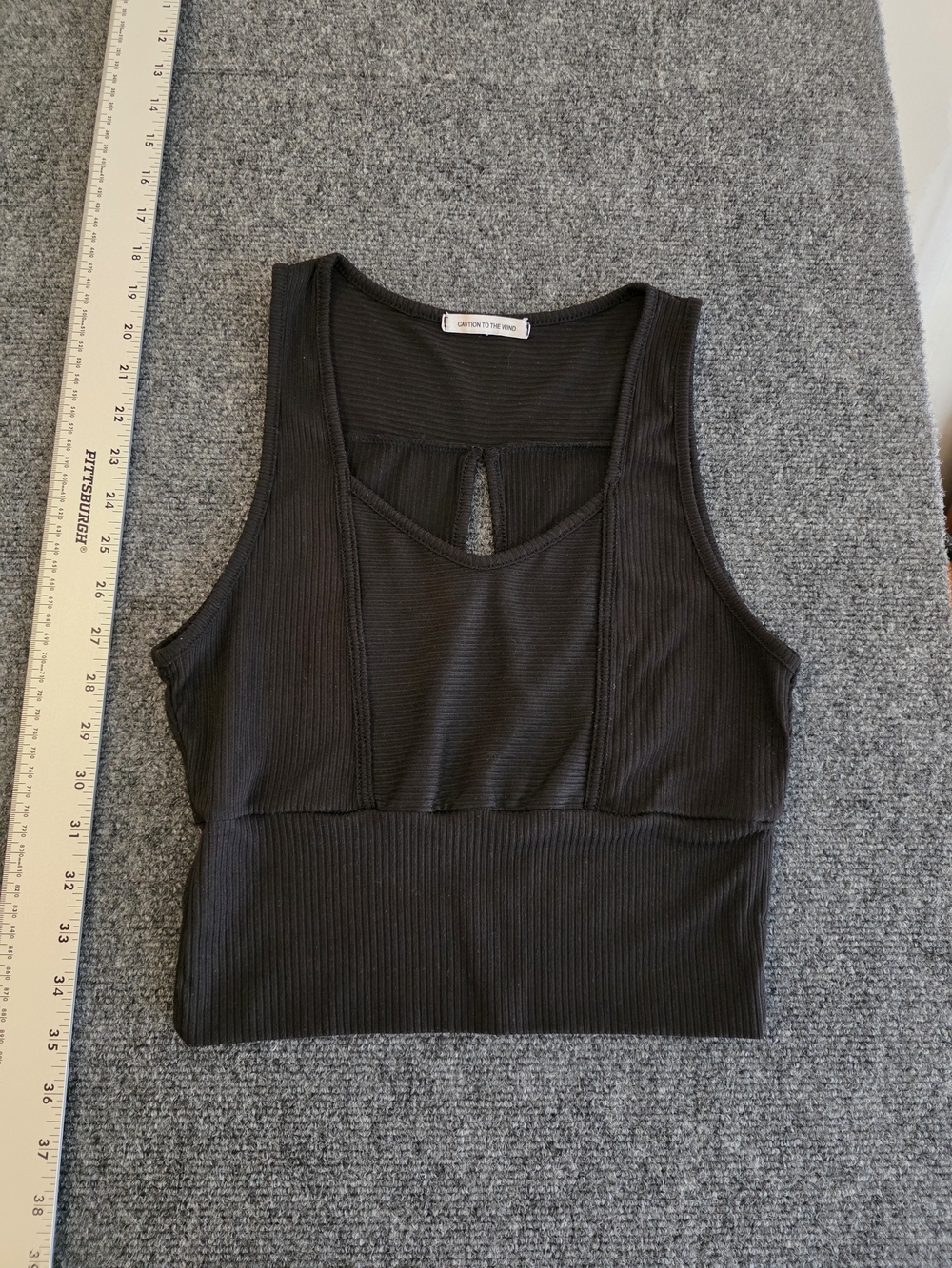 Caution To The Wind Black Ribbed Crop Tank